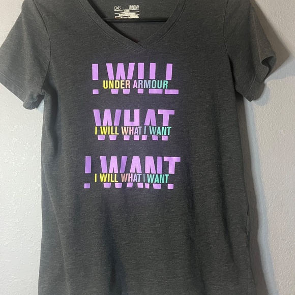 Under Armour Athletic T-Shirt‎ Girls Youth Large Loose Fit Heatgear V-Neck - Picture 2 of 6